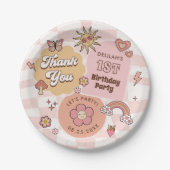 Groovy Daisy Retro 1e verjaardagsfeestje Papieren Bordje (Voorkant)