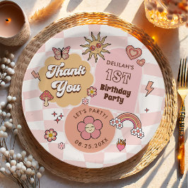 Groovy Daisy Retro 1e verjaardagsfeestje Papieren Bordje