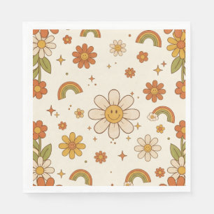 Groovy Daisy Retro 70s Bloem Neutraal Zonneschij Servet