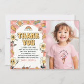 Groovy Daisy & Retro Van Roze Verjaardag Bedankkaart (Voorkant)