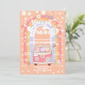 Groovy Daisy Retro Verjaardagsuitnodiging Kaart (Staand voorkant)