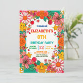Groovy Daisy & Smiley Face Retro Verjaardag Kaart (Staand voorkant)
