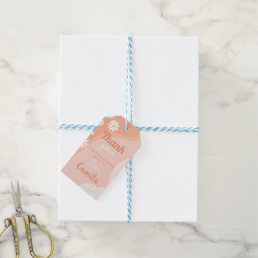 Groovy Daisy Verjaardag Bedankt Label Cadeaulabel (Met Touw)