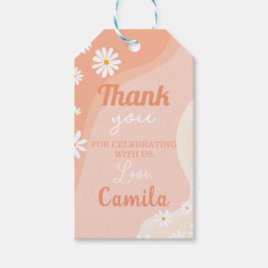 Groovy Daisy Verjaardag Bedankt Label Cadeaulabel (Voorkant)