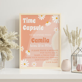 Groovy Daisy Verjaardag Tijd Capsule Poster