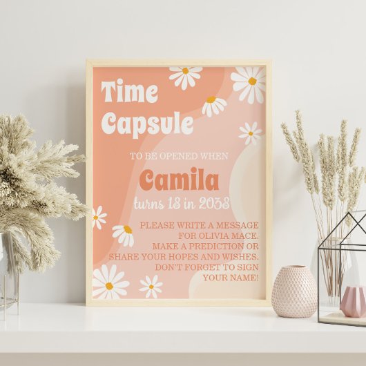 Groovy Daisy Verjaardag Tijd Capsule Poster