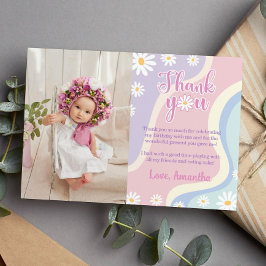 Groovy Daisy Verjaardags Foto Bedankkaart