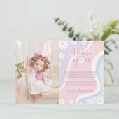 Groovy Daisy Verjaardags Foto Bedankkaart (Staand voorkant)