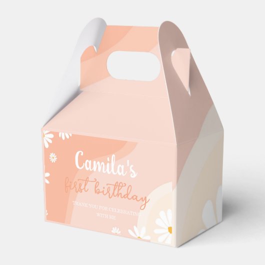 Groovy Daisy Verjaardagsfeestje Favor Box Bedankdoosjes (Voorkant Zijde)