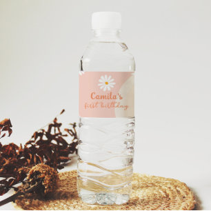 Groovy Daisy Verjaardagsfeestje Waterfles Label Etiket