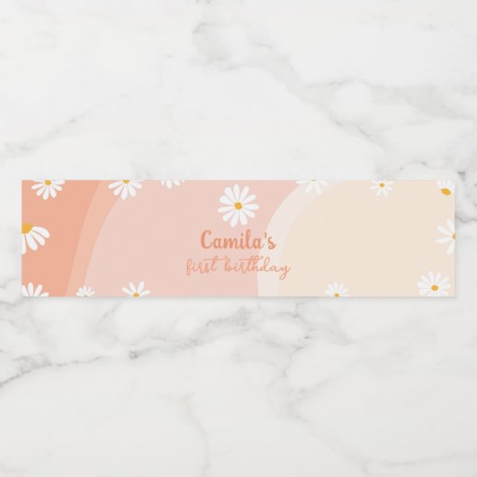 Groovy Daisy Verjaardagsfeestje Waterfles Label Waterfles Etiket (Enkel label)