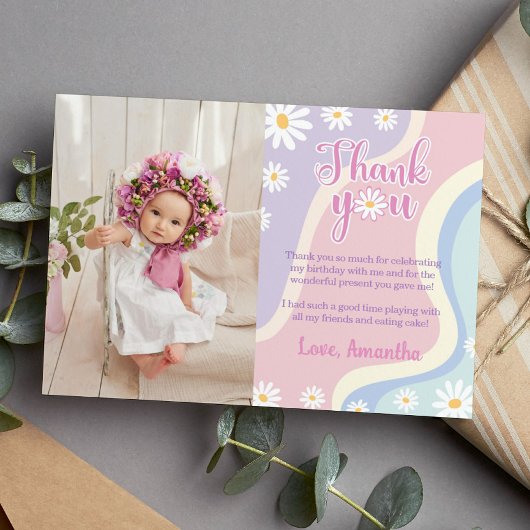 Groovy Daisy Verjaardagsfoto Dank je kaart