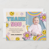 Groovy Daisy Verjaardagsfoto Retro Bedankkaart Kaart (Voorkant)