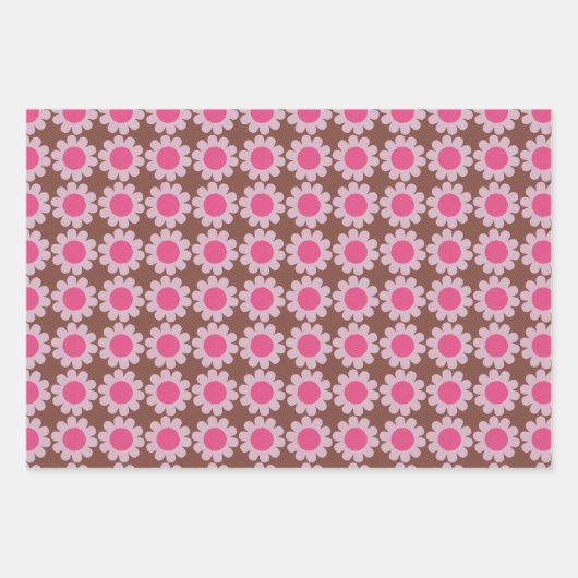 Groovy Daisy Winter Pink Inpakpapier Vel (Voorkant 3)