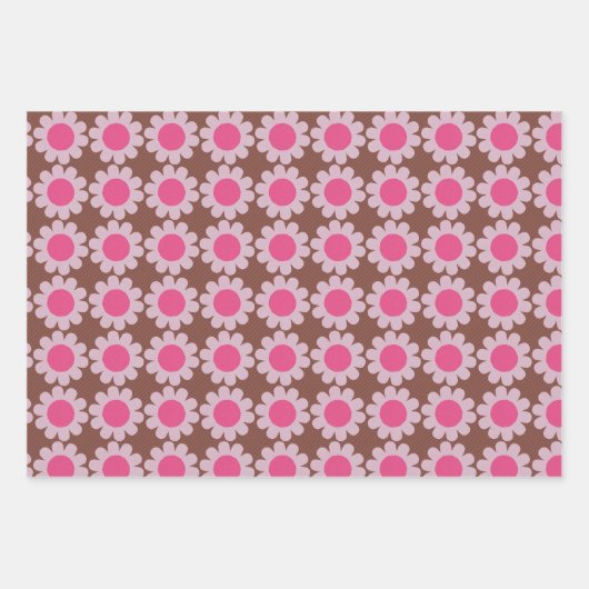 Groovy Daisy Winter Pink Inpakpapier Vel (Voorkant)