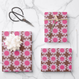 Groovy Daisy Winter Pink Inpakpapier Vel