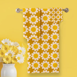 Groovy Daisy zonnig geel badhanddoek set Bad Handdoek