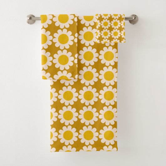 Groovy Daisy zonnig geel badhanddoek set Bad Handdoek (Insitu)