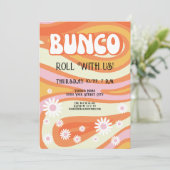 Groovy Dames Nacht Bunco Party Uitnodiging (Staand voorkant)