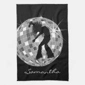 Groovy Dancer Silhouette over DiscoBall Theedoek (Verticaal)