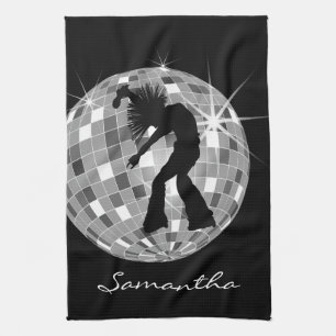 Groovy Dancer Silhouette over DiscoBall Theedoek
