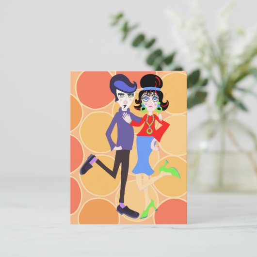 Groovy Dancing Couple Briefkaart (Staand voorkant)