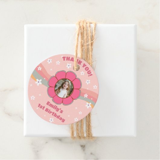 Groovy Dank je Boho Floral Rainbow Bedankjes Labels (In situ)