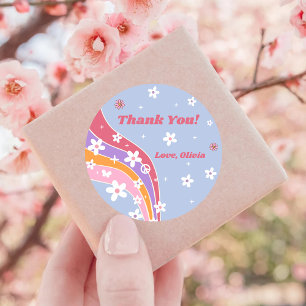 Groovy Dank je Boho Floral Rainbow Ronde Sticker