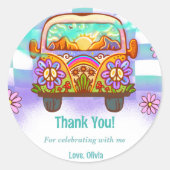 Groovy Dank je Boho Floral Rainbow Ronde Sticker (Voorkant)