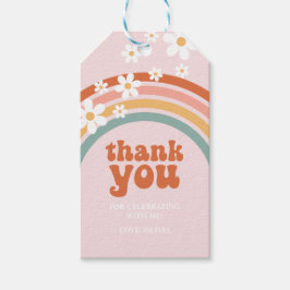 Groovy Dank je daisy boho bloemrijke regenboog Fav Cadeaulabel