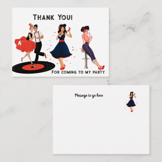 Groovy Dank u, retro 1950s Opmerking Kaart Notitiekaartje (Voorkant / Achterkant)