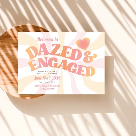 Groovy Dazed and Engaged Bachelorette Uitnodiging