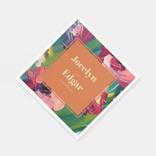 Groovy Deco Schilderij Bruiloft Servet (Hoek)