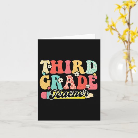 Groovy derde klas leraar eerste dag 3e klas kaart (Gele Bloem)