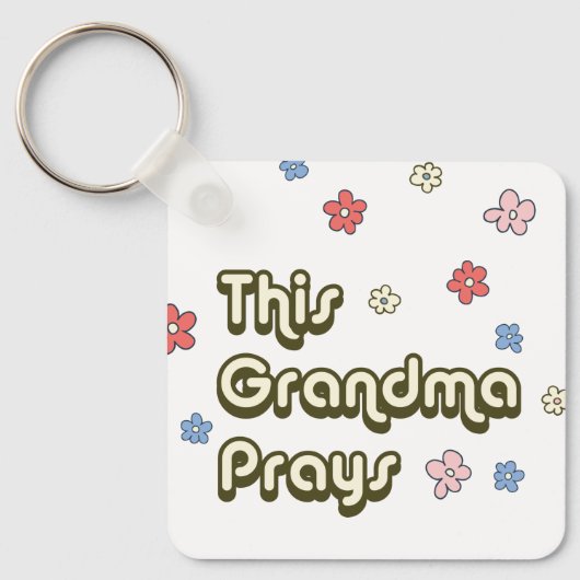 Groovy Deze oma bidt Bloemen Sleutelhanger (Voorkant)