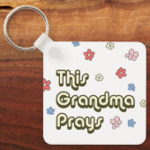 Groovy Deze oma bidt Bloemen Sleutelhanger (Voorkant)