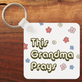 Groovy Deze oma bidt Bloemen Sleutelhanger