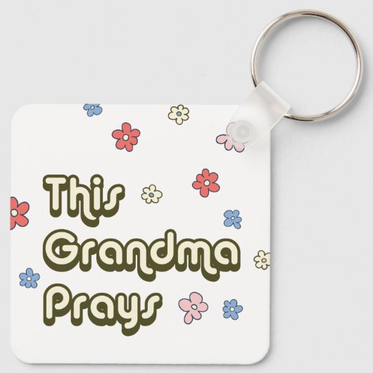 Groovy Deze oma bidt Bloemen Sleutelhanger (Achterkant)