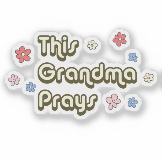 Groovy Deze oma bidt Bloemen Sticker (Voorkant)