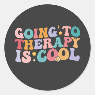Groovy die naar therapie gaat is goed retro ronde sticker