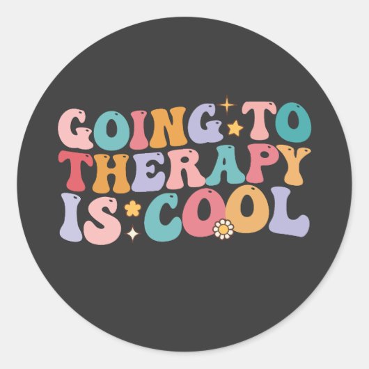 Groovy die naar therapie gaat is goed retro ronde sticker (Voorkant)