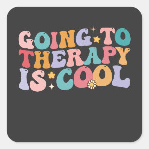 Groovy die naar therapie gaat is goed retro vierkante sticker