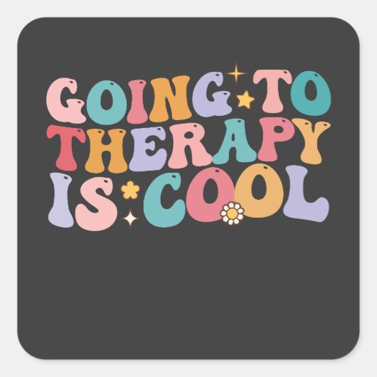 Groovy die naar therapie gaat is goed retro vierkante sticker (Voorkant)