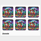 Groovy Dino Beat Disco T-Rex Vierkante Sticker (Vel)