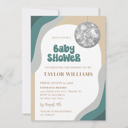 Groovy Disco Baby shower Invitation Kaart (Voorkant)