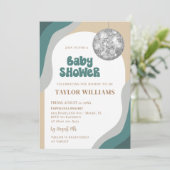 Groovy Disco Baby shower Invitation Kaart (Staand voorkant)