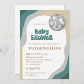 Groovy Disco Baby shower Invitation Kaart (Voorkant / Achterkant)