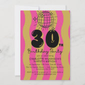 Groovy Disco Bal 30e Verjaardagsfeest Uitnodiging (Voorkant)