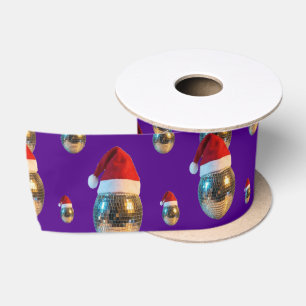 Groovy Disco Bal met Kerstman Hoed Retro Feest Satijnen Lint