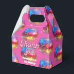 Groovy Disco Ball Gold Pink Glitter Verjaardagsfee Bedankdoosjes<br><div class="desc">Ben je gek op de jaren 80 discobal? De jaren 70 discobal? Kijk naar onze Groovy Disco Ball Gold Pink Glitter Verjaardagsfeestje Favoriet Boxen! Vier in stijl met onze levendige verjaardagsdisco bal hot pink gunstboxen met een kleurrijke gouden spiegel disco bal en oogverblindende typografie met een digitale glitter en goud...</div>